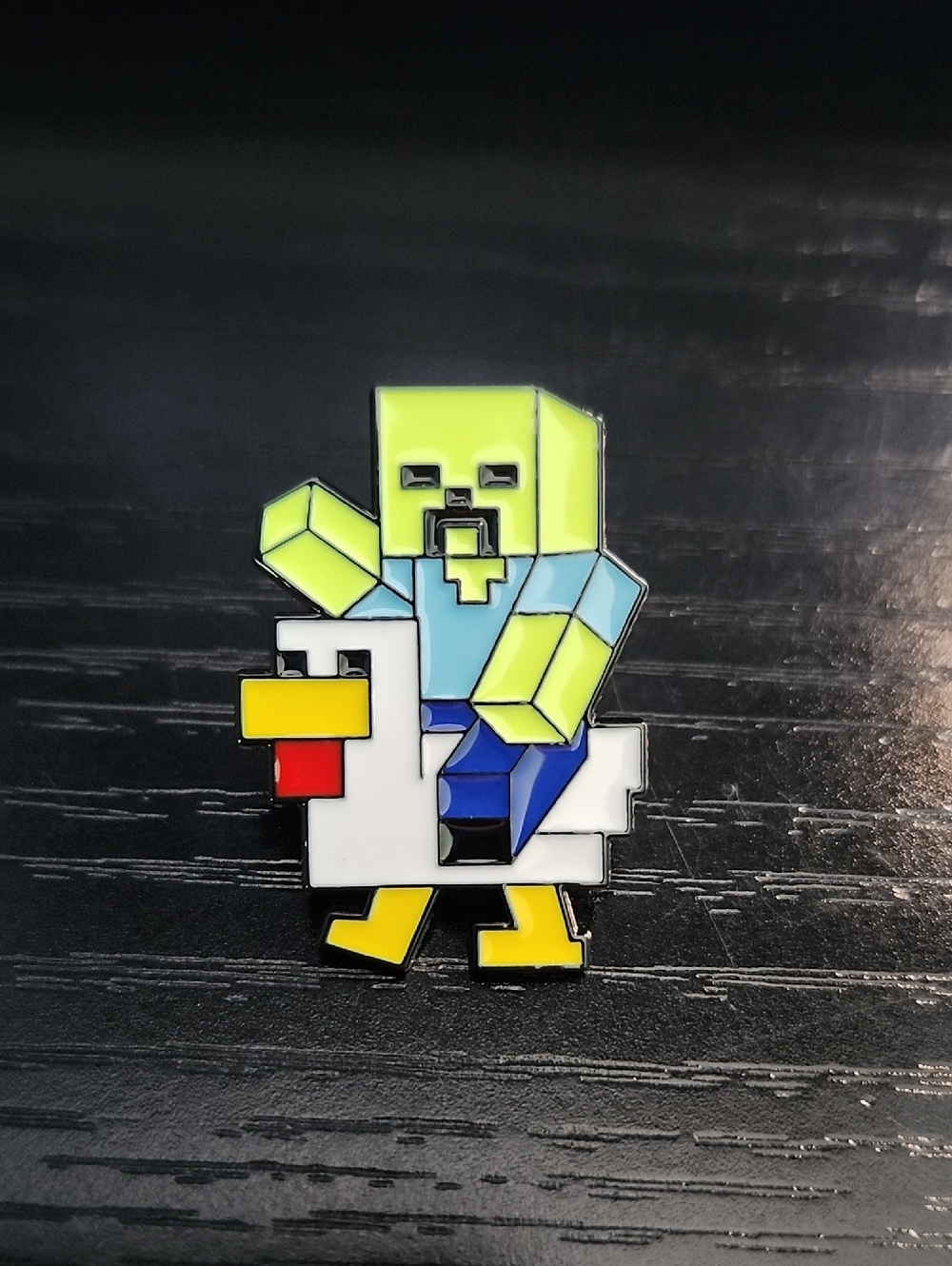 Minecraft Creeper and Chicken Enamel Pin